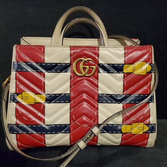 GUCCI Matelasse Trompe L'Oeil GG Marmont Tote - Picture 1 of 16